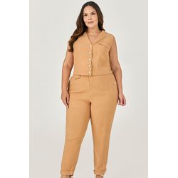 Calça Carrot Detalhe Botão Pérola - MySize - Senti... - MYSIZE