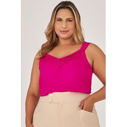 Regata com Detalhe Pregas e Botão - MySize - Trópi... - MYSIZE