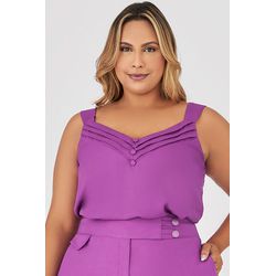 Regata com Detalhe Pregas e Botão - MySize - Trópi... - MYSIZE