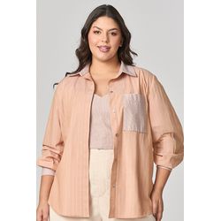 Blusa Camisa com Detalhe Listras MySize - Verano - MYSIZE