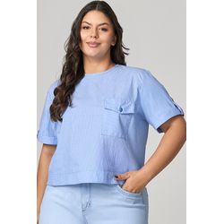 Blusa Casual com Detalhe Listras e Bolso MySize - ... - MYSIZE