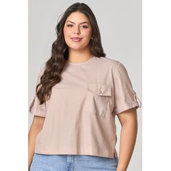 Blusa Casual com Detalhe Listras e Bolso MySize - ... - MYSIZE