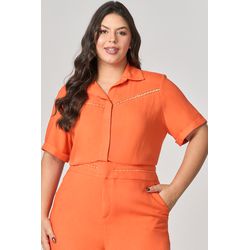 Camisa Manga Curta Detalhe Guipir MySize - Verano - MYSIZE