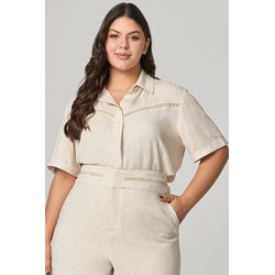 Camisa Manga Curta Detalhe Guipir MySize - Verano - MYSIZE