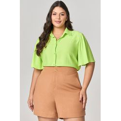 Short com Detalhe Cós Ponta com Botão Sol MySize -... - MYSIZE