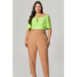Calça Alfaiataria com Detalhe Botão Sol MySize - V... - MYSIZE
