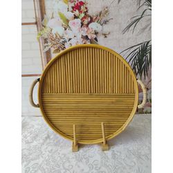 Bandeja Circular com Alça 35 cm Rattan 309573 - Ba... - Nath Crivelaro