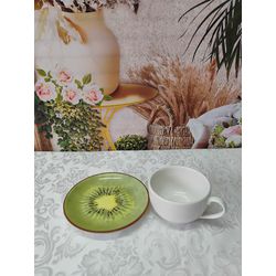 Xícara de Chá com Pires Kiwi - XicChaKiwi - Nath Crivelaro