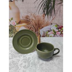 Xícara de Chá com Pires Verde Esmeralda - XiaChVer... - Nath Crivelaro