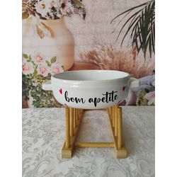Bowl Frisada Com Alça Frases/Coração Bom Apetite (... - Nath Crivelaro
