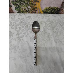 Colher para Mesa Gamma cabo Branco com Bolas Preta... - Nath Crivelaro