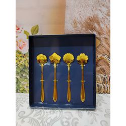 Colher Aço Inox para Chá Flores Dourado (28485) - ... - Nath Crivelaro