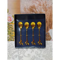 Colher Aço Inox para Chá Leaves Dourado (28296) - ... - Nath Crivelaro