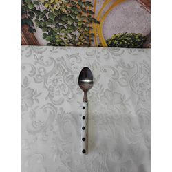 Colher de Sobremesa Gamma cabo Branco com Bolas Pr... - Nath Crivelaro