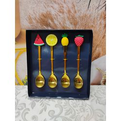 Colher Aço Inox para Chá Fruit Dourado (28873) - C... - Nath Crivelaro