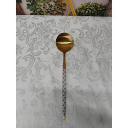 Colher Slim Gamma Dourado com Cabo Branco e Bolas ... - Nath Crivelaro