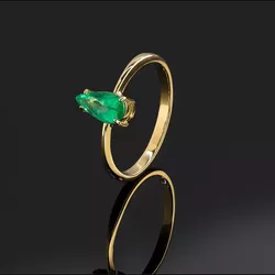 Anel Solitário de Esmeralda Gota - NJ118 - NATIV JOIAS