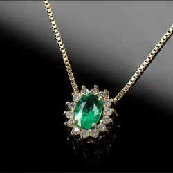 Colar de Esmeralda oval com Diamantes - NJ121 - NATIV JOIAS