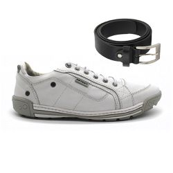 Kit Sapatenis Amsterdam Branco Netony + Cinto - ci... - NETONY