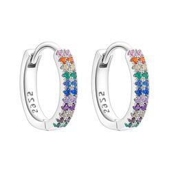 ARGOLA CLICK CRAVEJADO DUPLO COLORIDO - New prata e cia