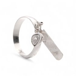 ANEL PLAQUINHA CORACAO ZIRCONIA - New prata e cia
