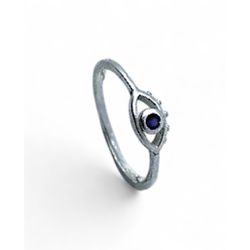 ANEL OLHO GREGO ZIRCONIA AZUL - New prata e cia
