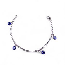 PULSEIRA 4 OLHO GREGO PENDURADO PRATA 925 - New prata e cia
