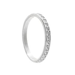 ANEL MEIA ALIANÇA ZIRCÔNIA CRISTAL PRATA 925 - New prata e cia