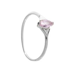 ANEL SOLITARIO ZIRCONIA NAVETE ROSA PRATA 925 - New prata e cia