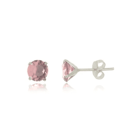 BRINCO ZIRCONIA REDONDO ROSA 5MM - New prata e cia