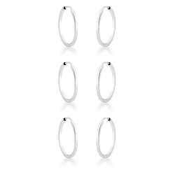 TRIO ARGOLA REDONDA FIO QUADRADO - New prata e cia