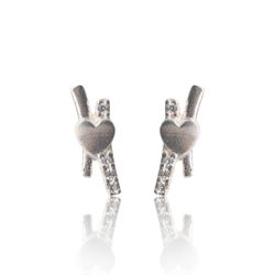 BRINCO CORACAO LISO DETALHE ZIRCONIA - New prata e cia
