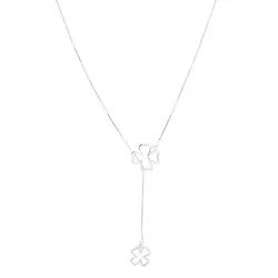 GRAVATINHA PRATA 925 TREVO 70CM - New prata e cia