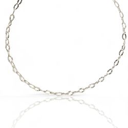 CORRENTE PRATA 925 ELO OVAL TRABALHADO 50CM - New prata e cia