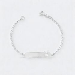 PULSEIRA INFANTIL PLACA RETANGULAR COROA PRATA 925 - New prata e cia