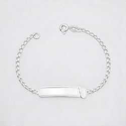 PULSEIRA INFANTIL PLACA RETANGULAR PE PRATA 925 - New prata e cia