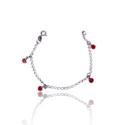 PULSEIRA INFANTIL 4 ZIRCONIA VERMELHA PRATA 925 - New prata e cia
