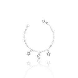 PULSEIRA INFANTIL 3 LUA ESTRELA PRATA 925 - New prata e cia