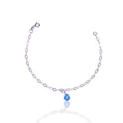 PULSEIRA PONTO DE LUZ ZIRCONIA AZUL PRATA 925 - New prata e cia