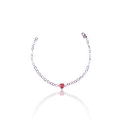 PULSEIRA CORACAO ZIRCONIA VERMELHA PRATA 925 - New prata e cia