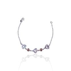 PULSEIRA CORACAO VAZADO 2 ZIRCONIA NUDE PRATA 925 - New prata e cia