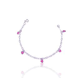 PULSEIRA 5 CORACAO ZIRCONIA ROSA PRATA 925 - New prata e cia