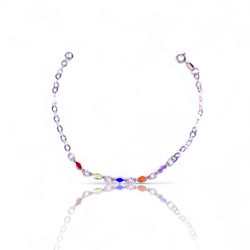 PULSEIRA 5 ZIRCONIA NAVETE COLORIDO PRATA 925 - New prata e cia