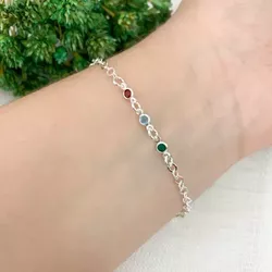 PULSEIRA PINGENTES REDODO COLORIDO PRATA 925 - New prata e cia