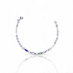 PULSEIRA 4 ZIRCONIA NAVETE COLORIDO PRATA 925 - New prata e cia
