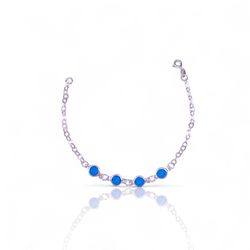 PULSEIRA 4 PINGENTES AZUL PRATA 925 - New prata e cia