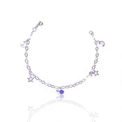 PULSEIRA LUA ESTRELA ZIRCONIA AZUL PRATA 925 - New prata e cia