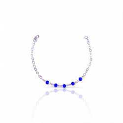 PULSEIRA 5 PINGENTES AZUL ROYAL PRATA 925 - New prata e cia