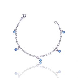 PULSEIRA 5 PINGENTE INGLESA AZUL PRATA 925 - New prata e cia