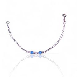 PULSEIRA INFANTIL 2 ZIRCONIAS AZUL PRATA 925 - New prata e cia